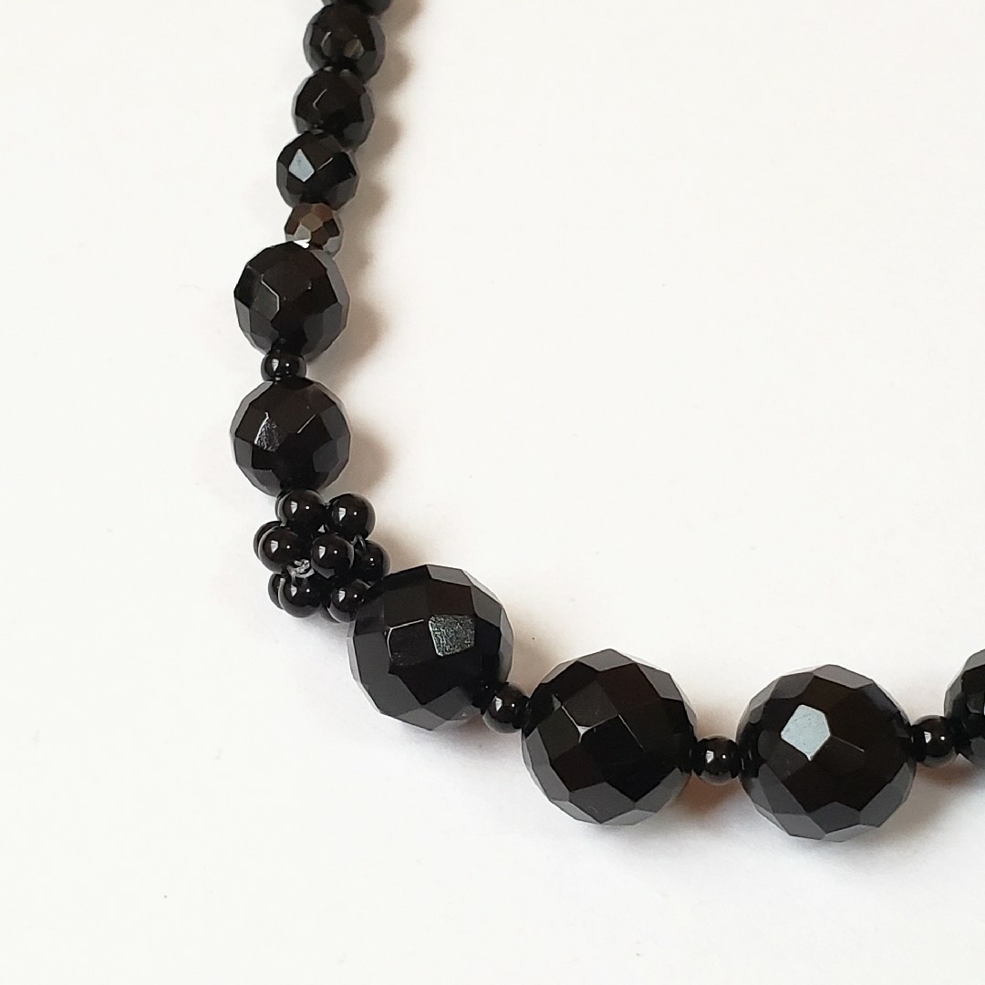 ハンドメイド sv925 天然石 オニキス ブラック ネックレス ハンドメイドのアクセサリー(ネックレス)の商品写真
