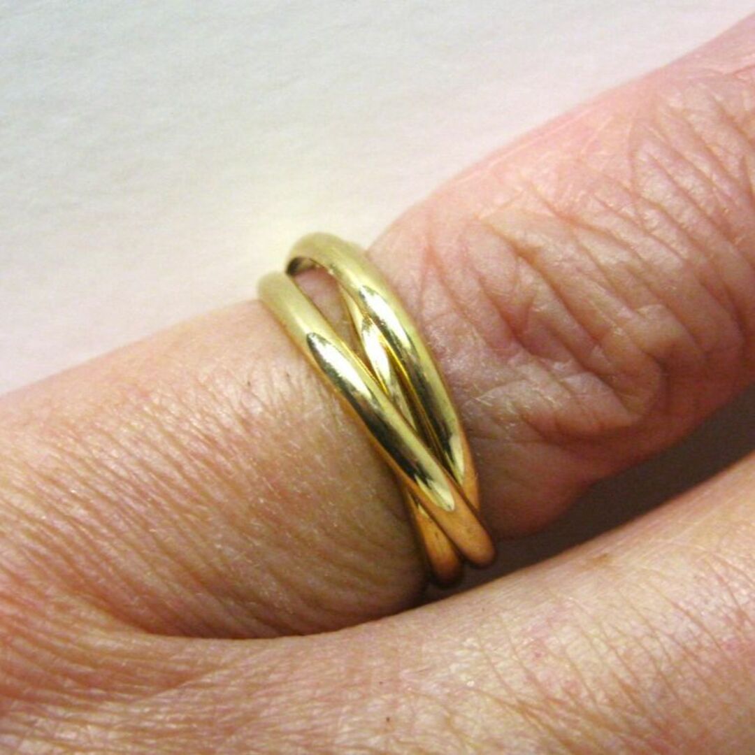 K18 18金 3連リング 指輪 サイズ 約 #8.5 レディースのアクセサリー(リング(指輪))の商品写真