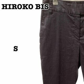 ヒロコビス(HIROKO BIS)の美品　ヒロコビス　スラックス　麻混　ストライプ　ネイビー　レディース　シンプル(その他)