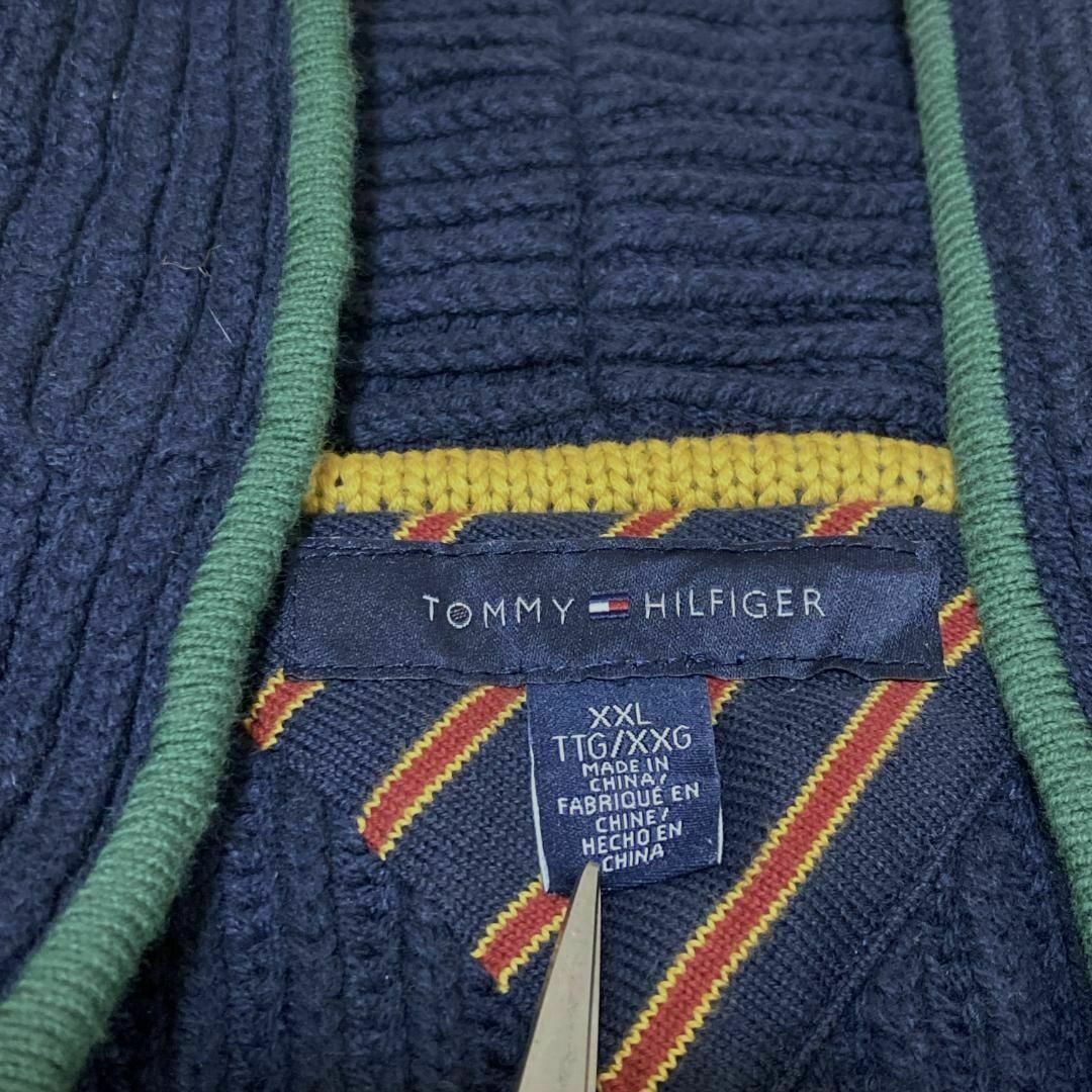 TOMMY HILFIGER(トミーヒルフィガー)のa10 トミーヒルフィガー ニットカーディガン ショールカラー ロゴ刺繍 メンズのトップス(カーディガン)の商品写真