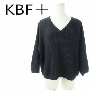 ケービーエフプラス(KBF+)のKBF+ ウールブレンドVネック七分袖セーター One 紺 231106CK1R(ニット/セーター)