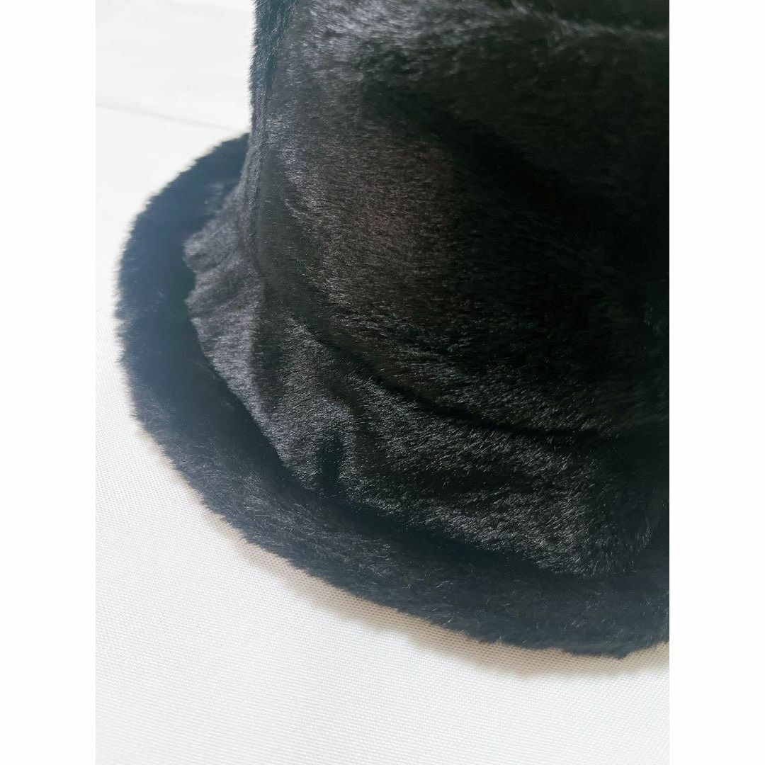 バケハ　バケットハット　ブラック　もこもこ　ふわふわ　韓国　帽子　防寒　大人気 レディースの帽子(ハット)の商品写真