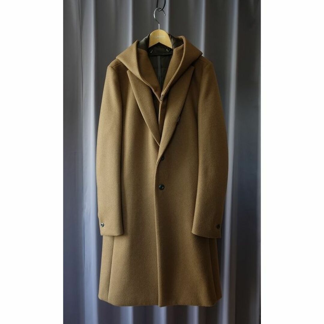 カズユキクマガイ カシミア混 フーデッドチェスターコート カズユキクマガイ カシミア混 フーデッドチェスターコート