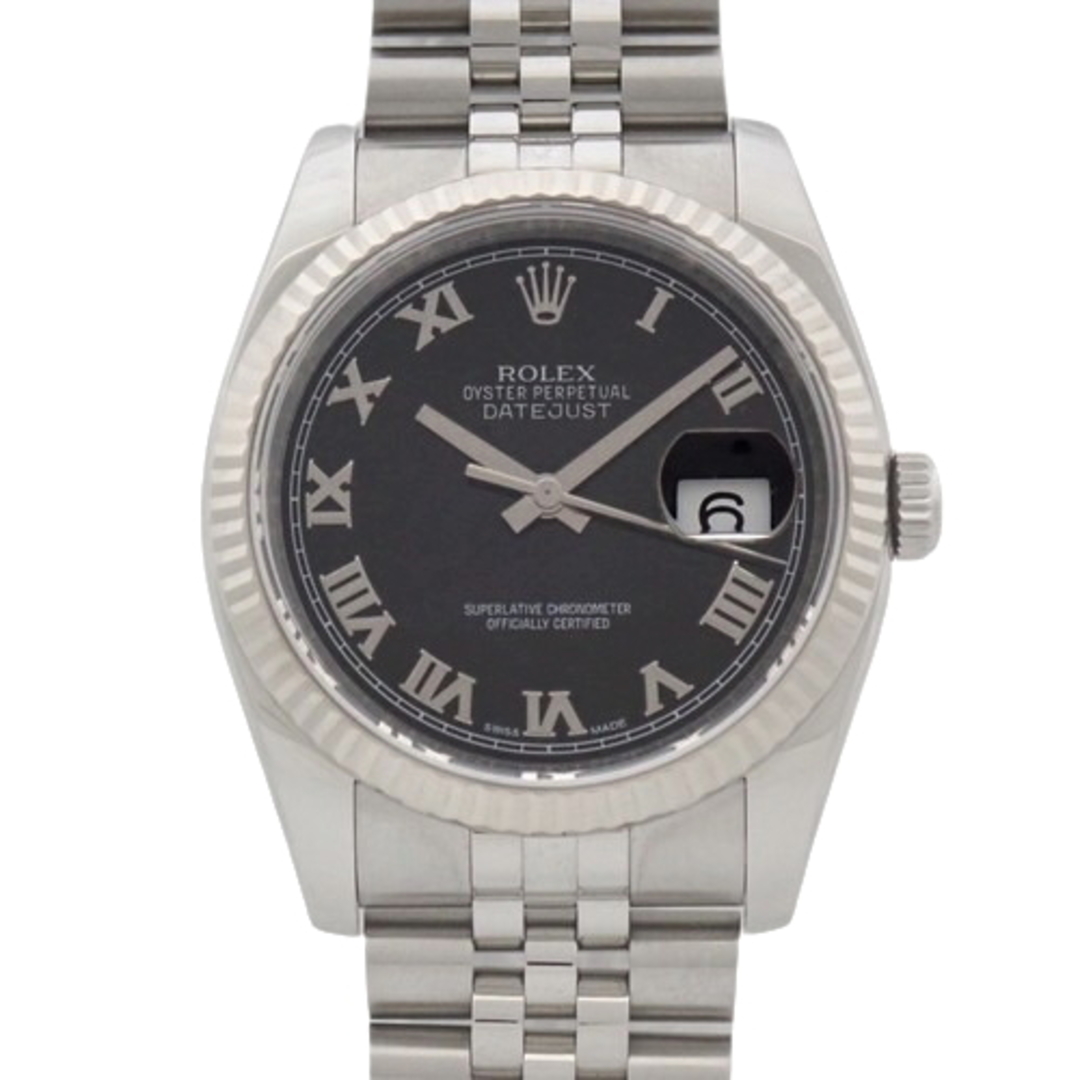 約18cmケース厚みロレックス デイトジャスト 自動巻き 腕時計 ステンレススチール SS ブラック ランダム番 2011年9月購入 116234 メンズ 40802076859【アラモード】