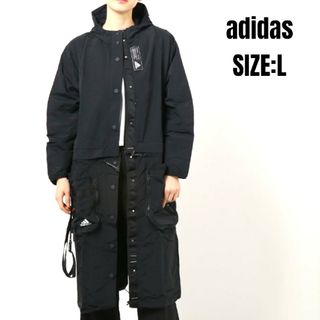 アディダス(adidas)のadidas アディダス 3WAY ロングコート Lサイズ ブラック 薄手素材(ロングコート)