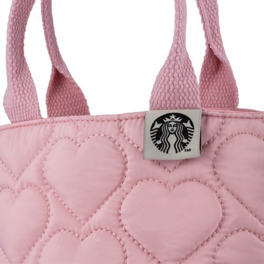 Starbucks Coffee(スターバックスコーヒー)のスターバックス　ピンク/ハート型押し　ドリンクホルダー　バレンタイン限定 レディースのバッグ(エコバッグ)の商品写真