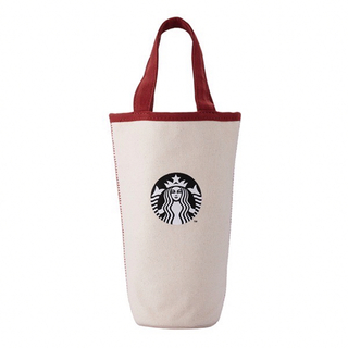 スターバックスコーヒー(Starbucks Coffee)のスターバックス　バレンタイン限定　ドリンクホルダー　ハートデザイン　赤✖︎白　(エコバッグ)