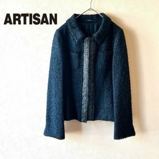 アルティザン(ARTISAN)のアルチザン　ツイードモヘアジャケット 花柄ビジュー刺繍パイピング 卒業式 卒園式(テーラードジャケット)