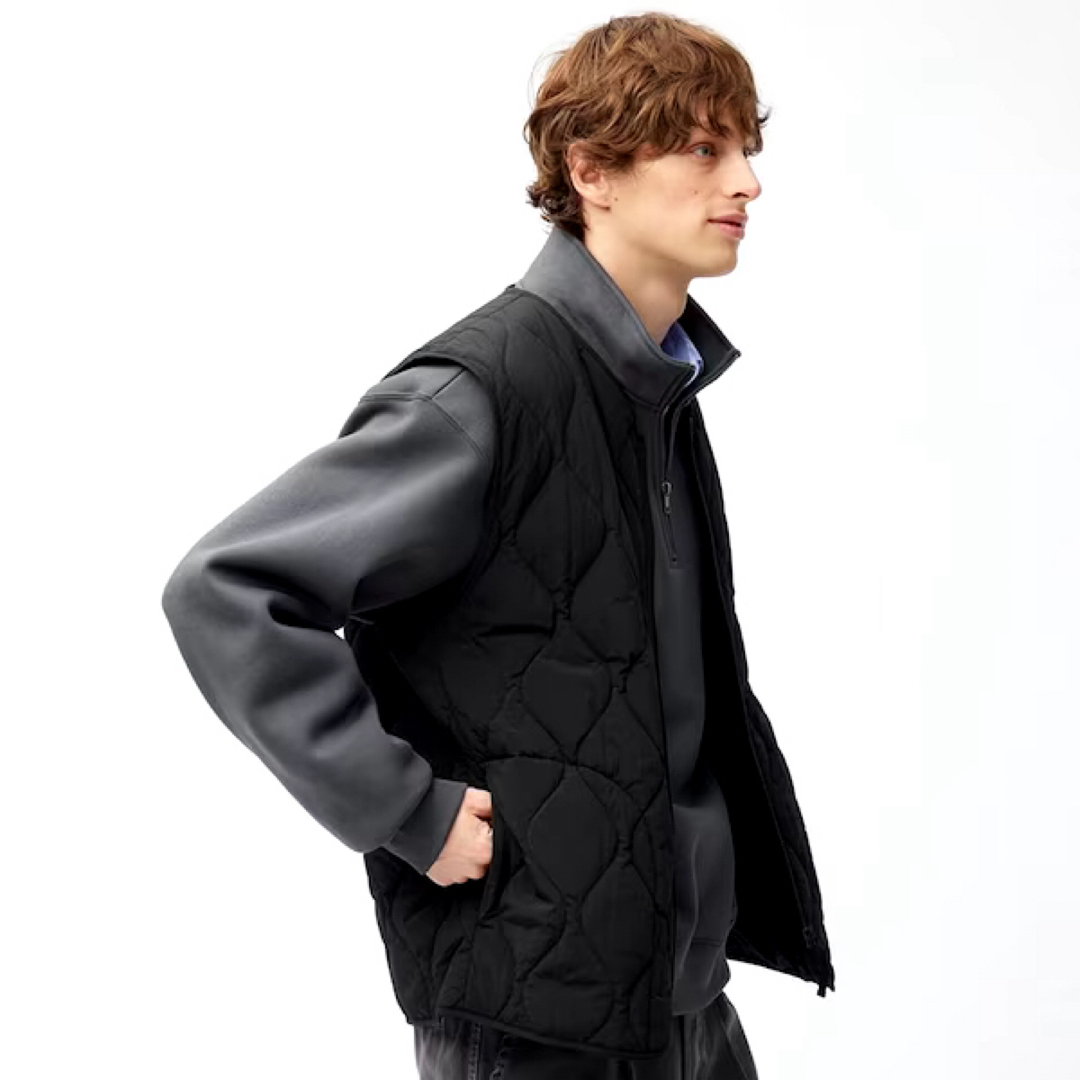 GU(ジーユー)のGU ジーユー ヒートパデッドキルティングベストSW ブラック S レディースのジャケット/アウター(ダウンベスト)の商品写真