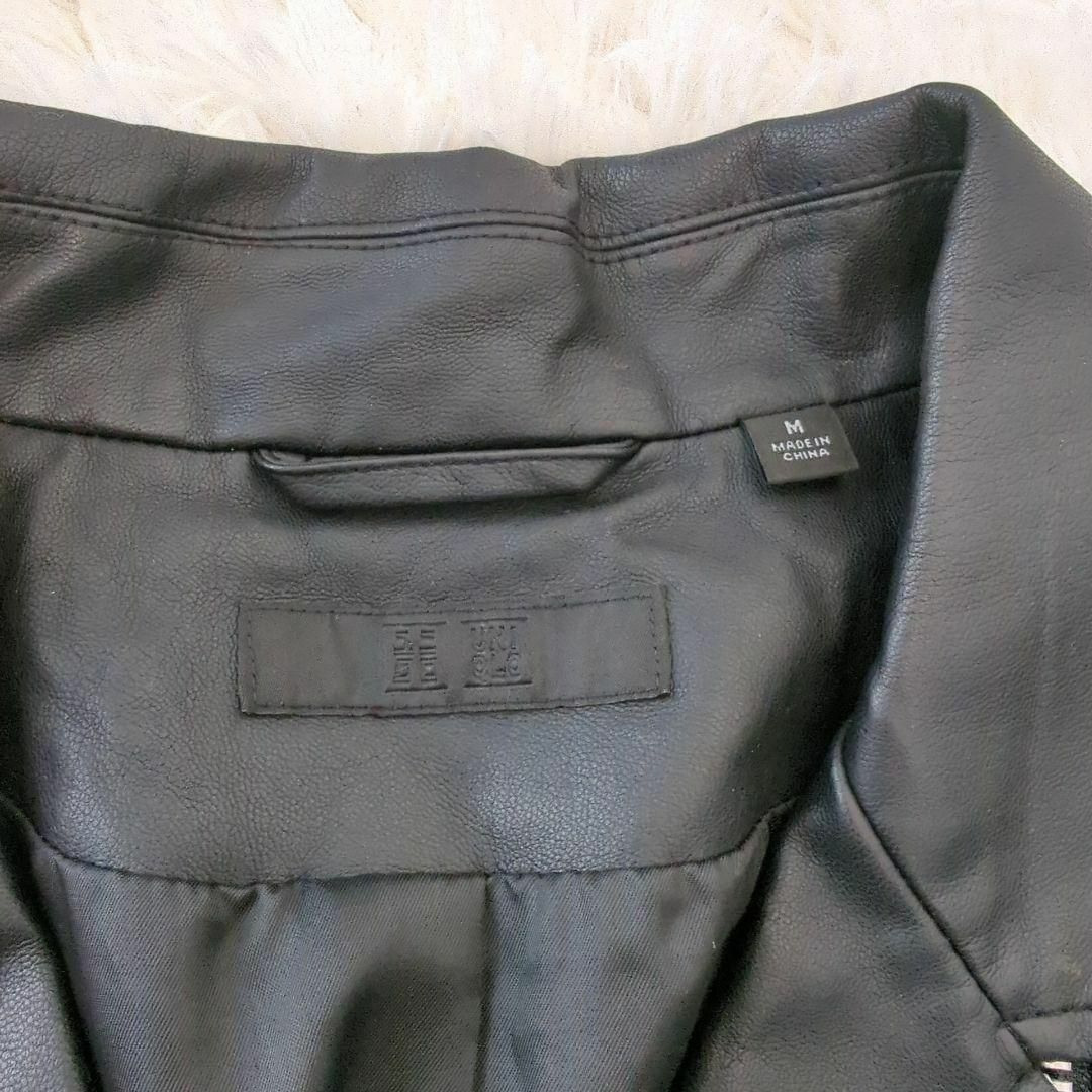 UNIQLO(ユニクロ)のUNIQLO ユニクロ ダブル ライダースジャケット フェイクレザー M 黒 レディースのジャケット/アウター(ライダースジャケット)の商品写真