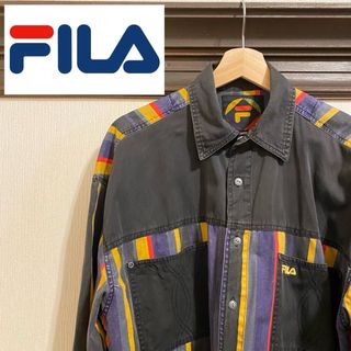 フィラ(FILA)の【90年代】 FILA マルチストライプシャツ 古着 ヴィンテージ (シャツ)