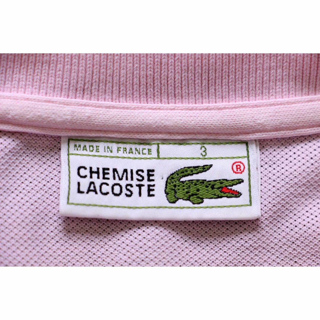 LACOSTE(ラコステ)の70s フランス製 CHEMISE LACOSTE ラコステ ワンポイント コットン 鹿の子 長袖ポロシャツ ピンク 3★67 ビンテージ ユーロ フレンチ メンズのトップス(ポロシャツ)の商品写真