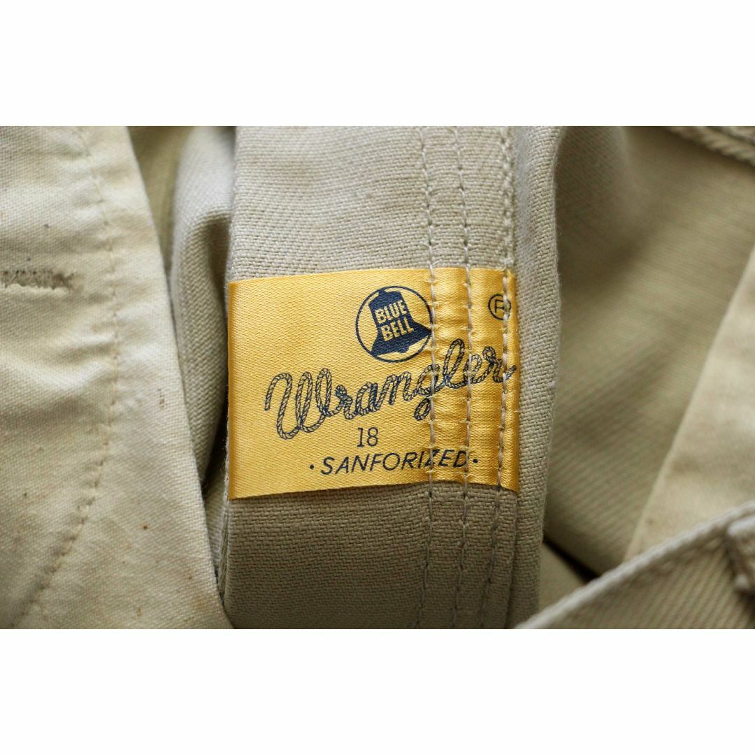 Wrangler(ラングラー)のデッドストック★BLUE BELL Wranglerラングラー 77BZX コットンツイルパンツ 復刻 ベージュ 18★ユーロ ビンテージ スリム ジーンズ 縄文字 メンズのパンツ(チノパン)の商品写真