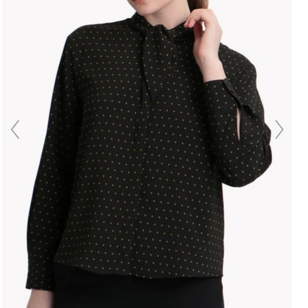 Theory luxe(セオリーリュクス)のtheory luxe Dot Print Jill 　ボウタイ ブラウス 38 レディースのトップス(シャツ/ブラウス(長袖/七分))の商品写真