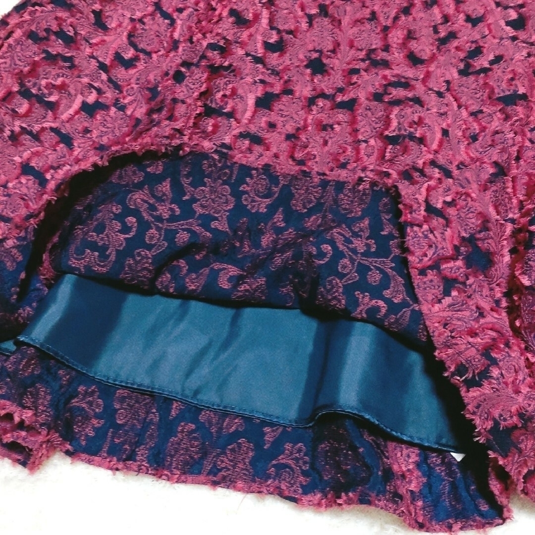 FRAY I.D(フレイアイディー)のフレイアイディー　カットジャガードハイウエストスカート　フラワー柄　ワンサイズ レディースのスカート(ロングスカート)の商品写真