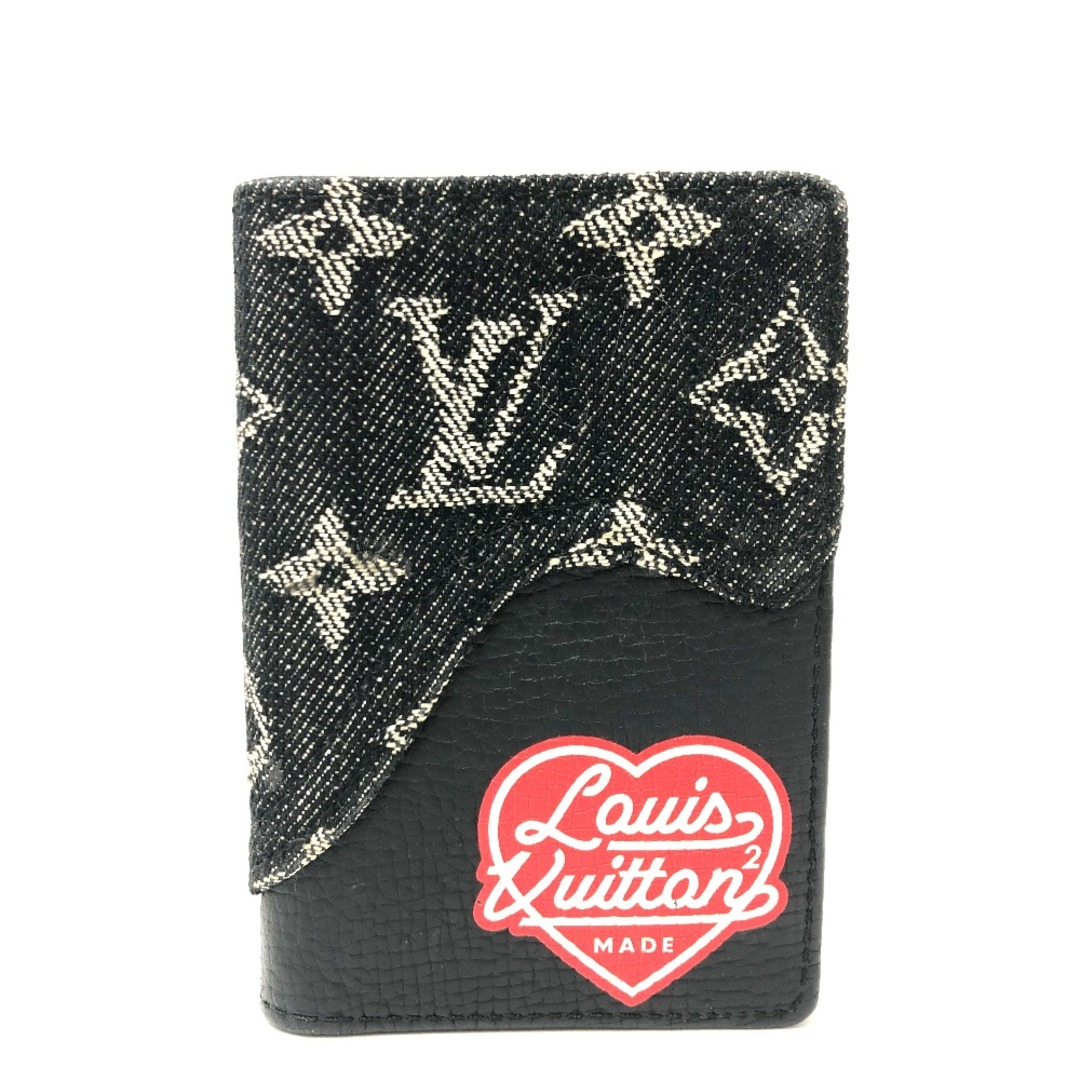 ルイヴィトン LOUIS VUITTON オーガナイザー・ドゥ ポッシュ M81015 モノグラムデニム NIGO コラボ カードケース レザー ブラックメンズ