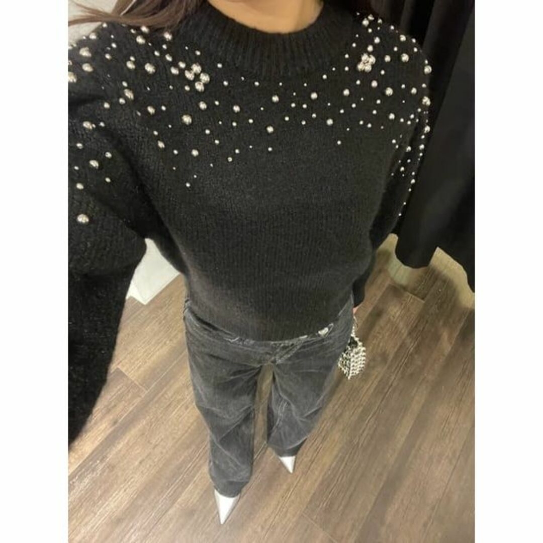 moussy(マウジー)のMOUSSY♡BEADS DECO KNIT レディースのトップス(ニット/セーター)の商品写真