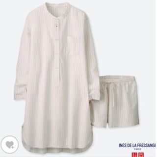 ユニクロ(UNIQLO)の【トップスのみ】UNIQLO×INES コットンリネンパジャマ　ストライプ(パジャマ)