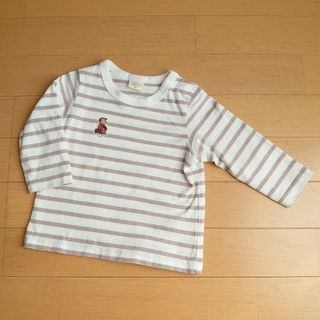 赤ちゃん本舗 長袖Tシャツ 薄手 ボーダー ベージュ おさるのジョージ／80cm