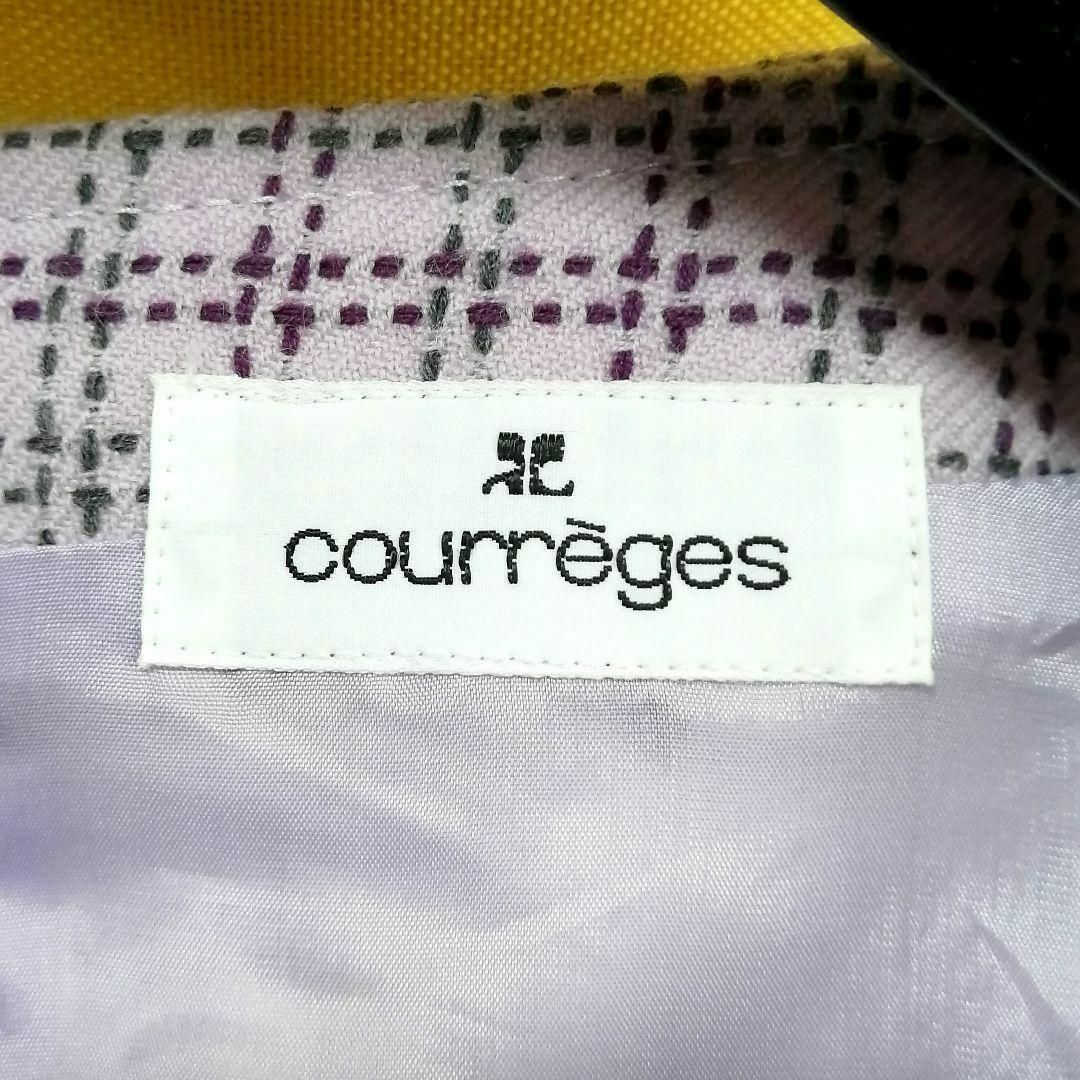 Courreges(クレージュ)の極美品✨ クレージュ　膝丈ワンピース　チェック　ロゴボタン　プレート　38　上品 レディースのワンピース(ひざ丈ワンピース)の商品写真