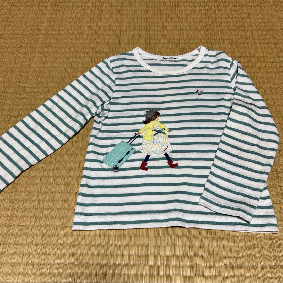 familiar(ファミリア)のファミリア　長袖Ｔシャツ　グリーンボーダー キッズ/ベビー/マタニティのキッズ服女の子用(90cm~)(Tシャツ/カットソー)の商品写真