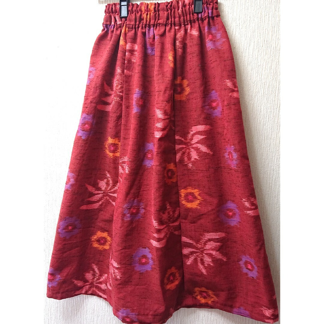現品限り!!!女子力高め♪花模様 着物スカート  マキシスカート  ハンドメイド レディースのスカート(ロングスカート)の商品写真
