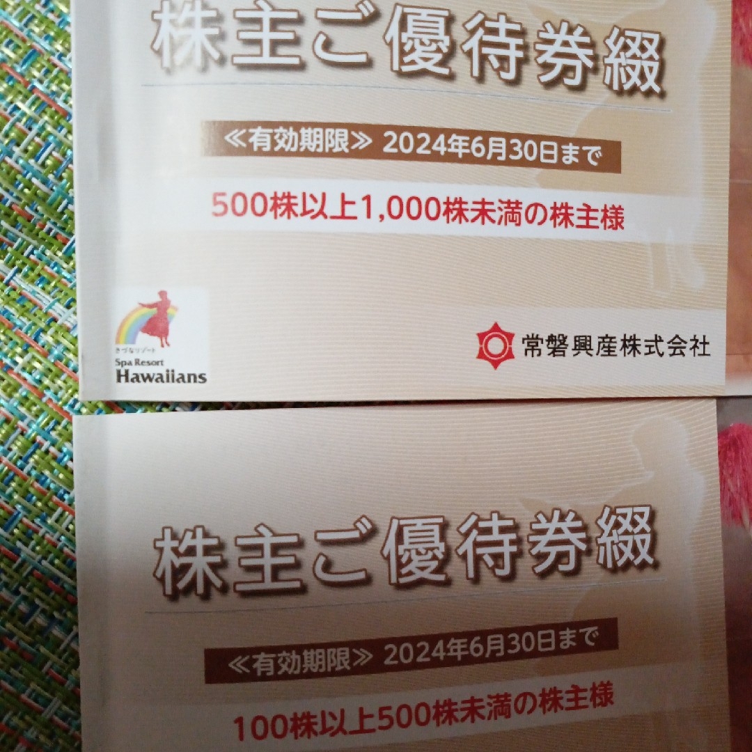 ハワイアンズ　入場券７枚　株主優待券 チケットの施設利用券(遊園地/テーマパーク)の商品写真
