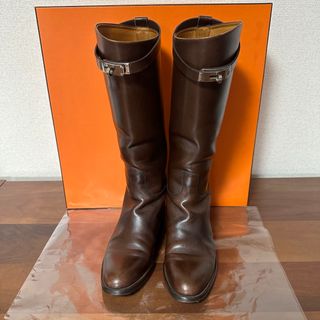 エルメス(Hermes)のエルメス　ケリー金具　ロングブーツ　ジャンピング　37ハーフ　ブラウン　シルバー(ブーツ)