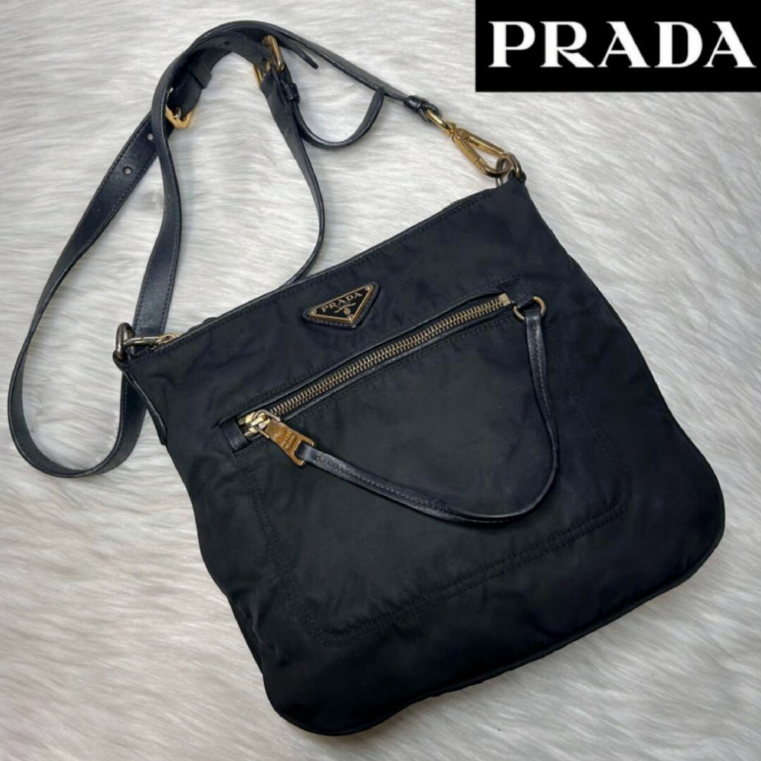 PRADA プラダ ショルダーバッグ ナイロン ゴールド nero 黒ショルダーバッグ