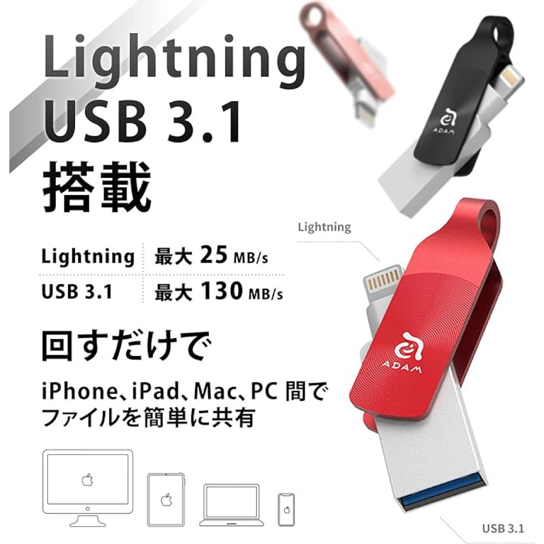 ADAM elements iKlips DUO +  64GB  新品　② スマホ/家電/カメラのスマートフォン/携帯電話(その他)の商品写真