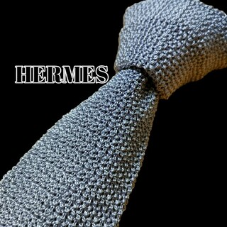 エルメス(Hermes)の★HERMES★　エルメス　ニットタイ　ライトパープル系　無地　ドイツ製(ネクタイ)