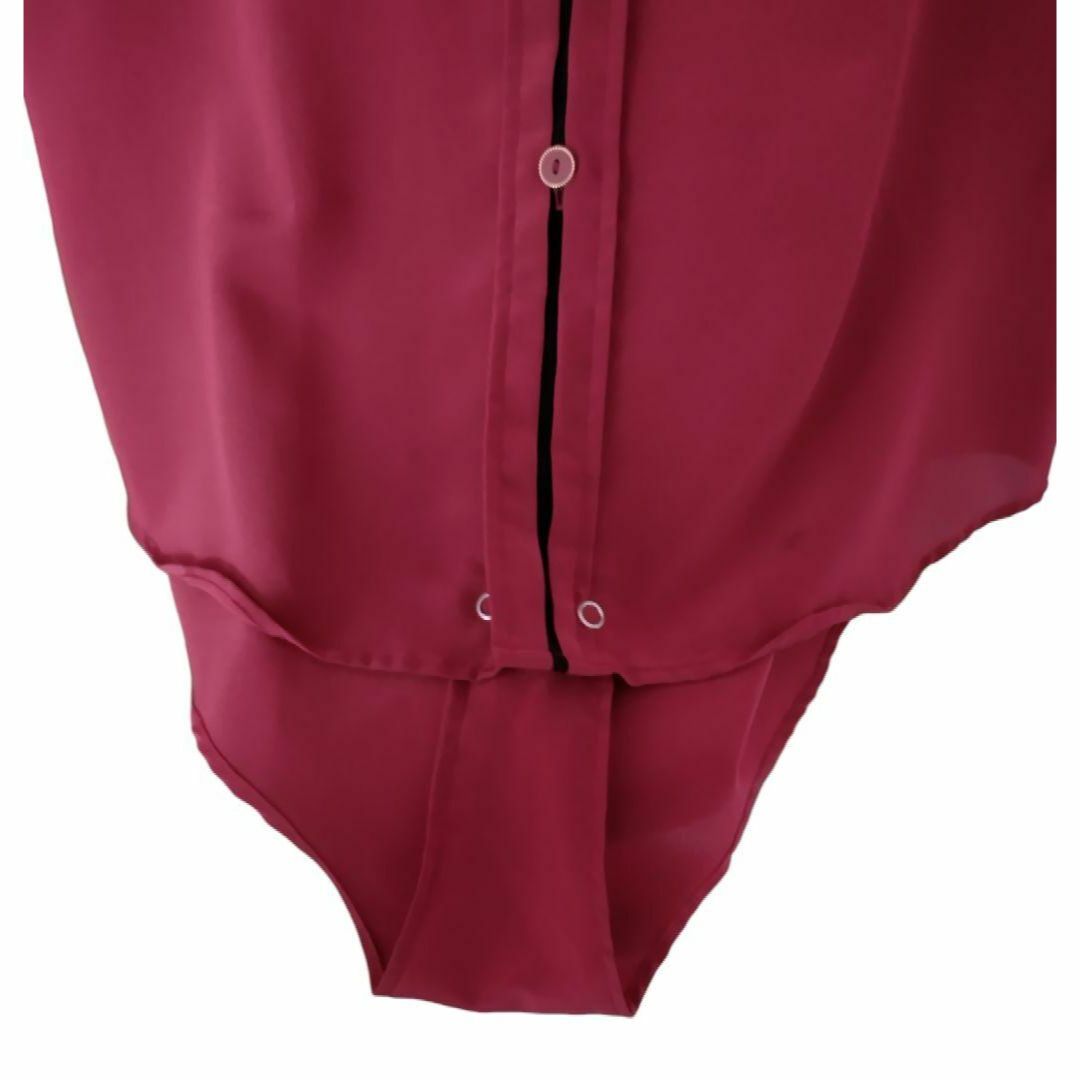 ラテンシャツ　M メンズ　社交ダンス えんじ色　ワインレッド　赤紫　かっこいい メンズのトップス(シャツ)の商品写真