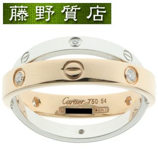 カルティエ(Cartier)のカルティエ CARTIER ビーラブ リング LOVE 指輪 K18 PG ピンクゴールド × WG  ホワイトゴールド × ダイヤ 6石 #54 8529(リング(指輪))