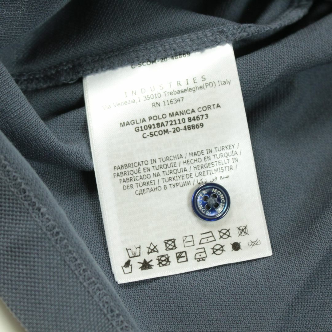 MONCLER(モンクレール)のMONCLER　鹿の子ポロシャツ　ロゴワッペン　バックプリント　ネイビー　XL メンズのトップス(ポロシャツ)の商品写真