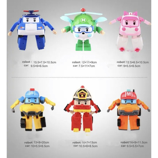 新品　大人気アニメ　ロボカーポリー　6台セット　変身変形ロボット　ミニカー(知育玩具)