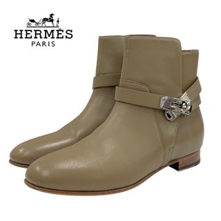 エルメス(Hermes)のエルメス HERMES ネオ ブーツ ショートブーツ 靴 シューズ ケリー金具 レザー ブラウン系 シルバー(ブーツ)