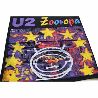 デッドストック★90s U2 Zooropa ズーロッパ バンダナ 黒★B ビンテージ ユーツー ロック バンド ユーロ ヨーロッパ アート(バンダナ/スカーフ)