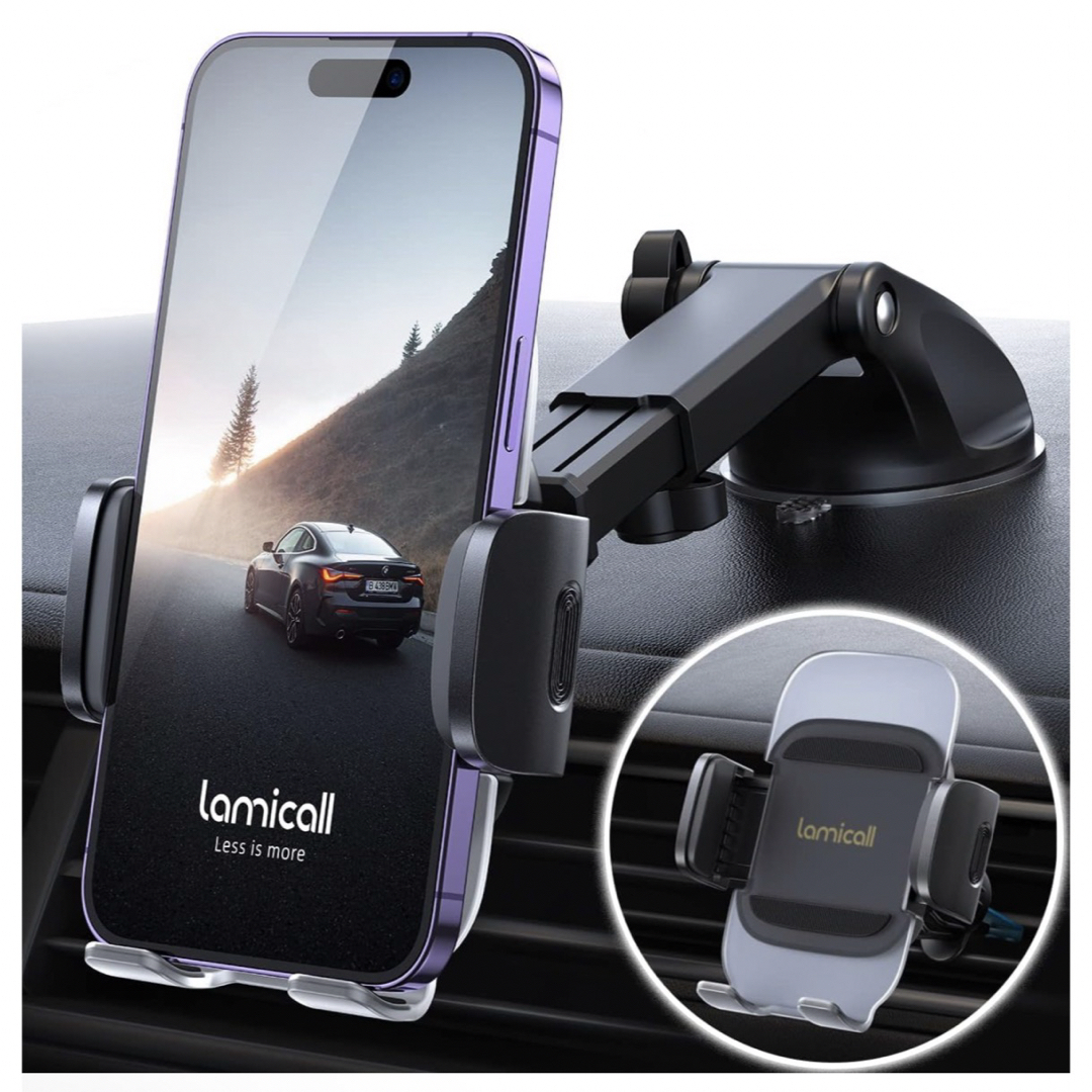 【美品】車載 スマホホルダー Lamicall 自動車/バイクの自動車(車内アクセサリ)の商品写真