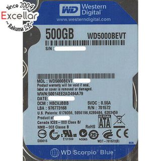 ウェスタンデジタル(Western Digital)のWesternDigital HDD 2.5inch　WD5000BEVT　500GB 9.5mm　1000～2000時間以内(PC周辺機器)