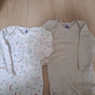 プチバトー(PETIT BATEAU)のプチバトー長袖ボディ18ヶ月 81cm (18mois)2枚セット(ロンパース)