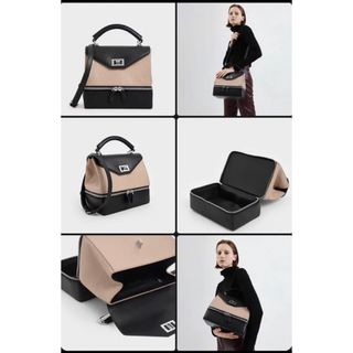 チャールズアンドキース(Charles and Keith)のチャールズアンドキース　変形ツートンショルダーバッグ　ショルダー付き(ショルダーバッグ)