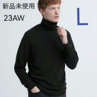 ユニクロ(UNIQLO)の新品未使用 ユニクロ カシミヤタートルネックセーター ブラック Lサイズ(ニット/セーター)