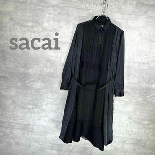 サカイ(sacai)の『sacai』サカイ (1) ペチコート付き ストライプ シースルーワンピース(ロングワンピース/マキシワンピース)