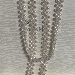 ミキモト(MIKIMOTO)の【超美品】ミキモトK18 3連編みパールネックレス5.5-5.9mm約122cm(ネックレス)