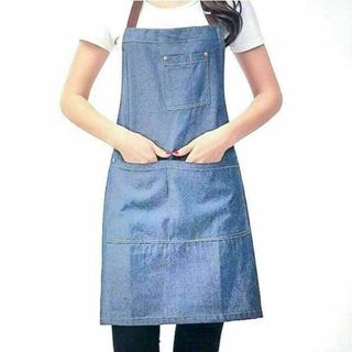 エプロン デニム キッチン ガーデニング denim apron 新色 青(その他)