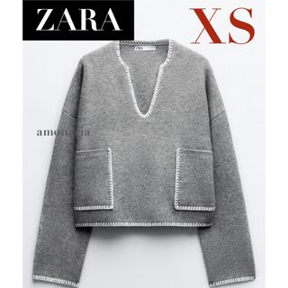 【新品】ZARA ステッチニットセーター　ニット　セーター クロップドセーター