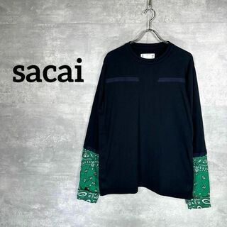『sacai』 サカイ (3) ペイズリープリントロンT / ネイビー(Tシャツ/カットソー(七分/長袖))