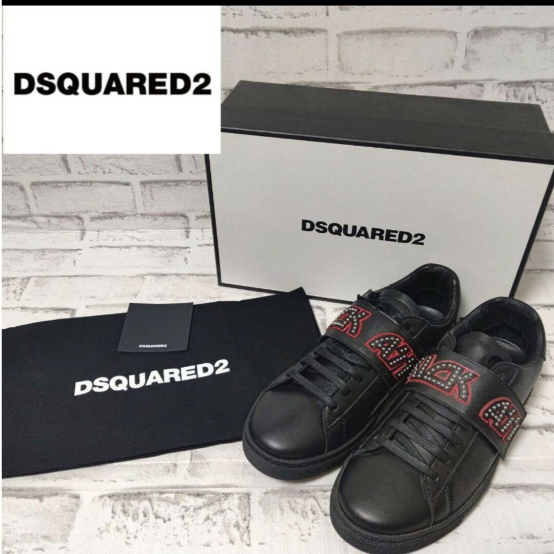 DSQUARED2(ディースクエアード)の美品 DSQUARED2　KICK ASS　スニーカー　26〜27cm　ブラック メンズの靴/シューズ(スニーカー)の商品写真