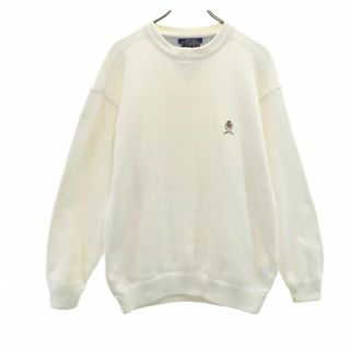 トミーヒルフィガー(TOMMY HILFIGER)のトミーヒルフィガー 90s オールド フラッグタグ 長袖 コットン セーター L ホワイト系 TOMMY HILFIGER ニット メンズ 古着 【240110】(ニット/セーター)