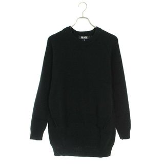 ブラックコムデギャルソン(BLACK COMME des GARCONS)のブラックコムデギャルソン ×ロックエーベンオブスコットランド  19AW  1D-N003 AD2019 サイドスリット変形クルーネックニット メンズ M(ニット/セーター)